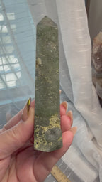 Prehnite Epidote Polished Crystal Tower 3.5" - Green Mineral Specimen