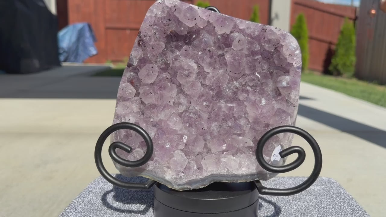 Gorgeous Natural Extra Large Purple Amethyst Display Slab with Coaxinite Inclusions- Statement Piece
