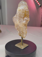 Golden Hematoid Quartz Stone on Stand - Raw Natural Mineral Display