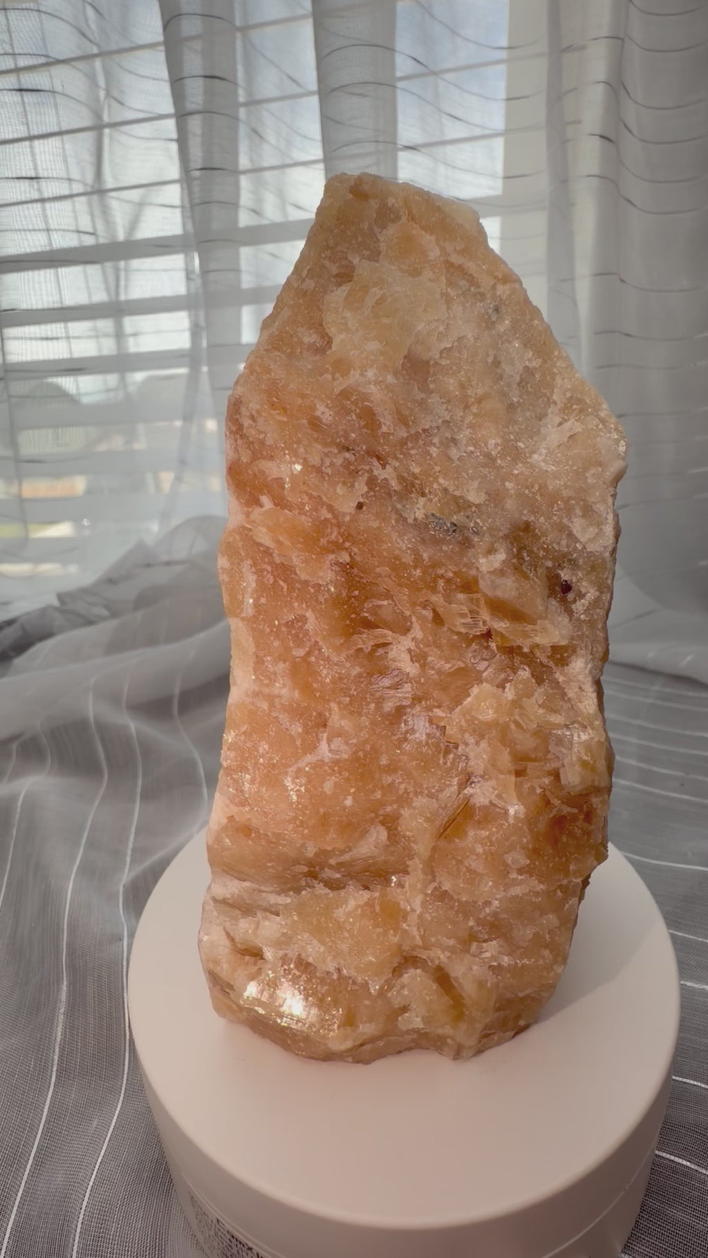VIBRANT Large Raw Orange Calcite Mineral Specimen - Natural Display Piece