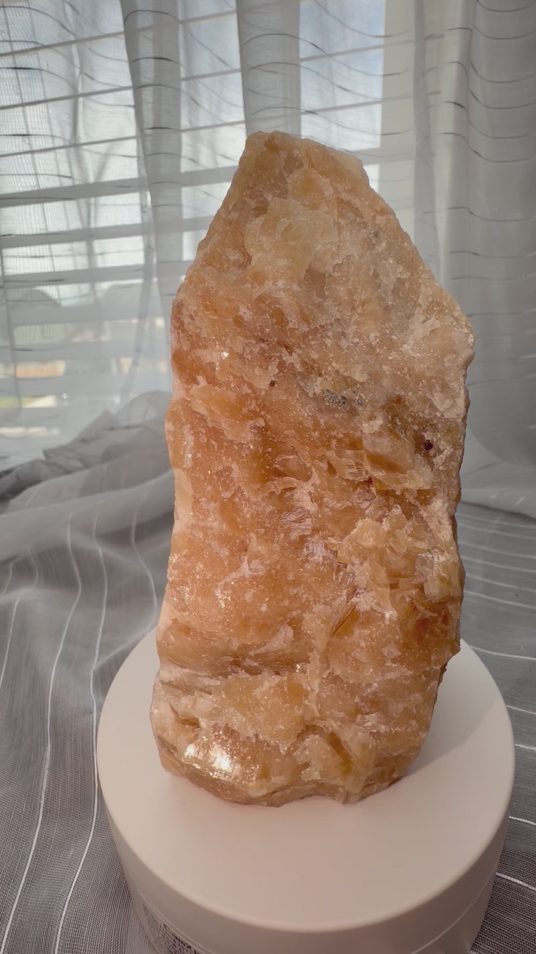 VIBRANT Large Raw Orange Calcite Mineral Specimen - Natural Display Piece