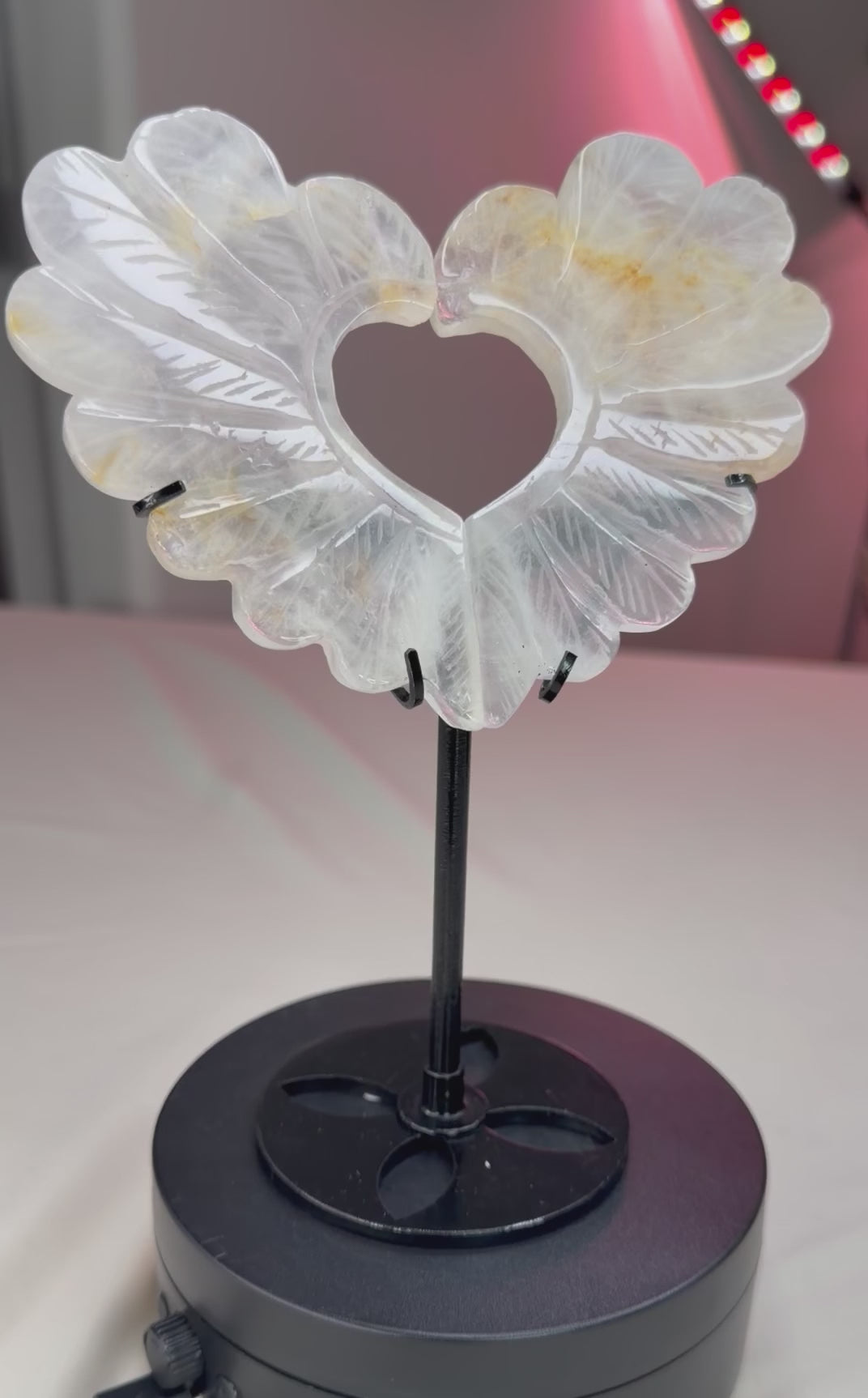 Hematoid Quartz Carved Wings on Stand