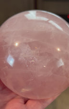 Large Rose Quartz Half Sphere Stone - Polished Pink Dome