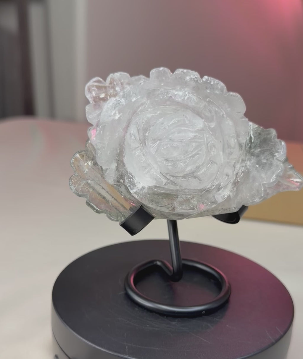 Garden Quartz Rose Crystal Carving