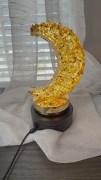 Amber Crystal Moon Lamp - Dimmable