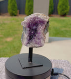 Brazilian Amethyst Cluster on Metal Stand - Natural Crystal Display 12.5 oz