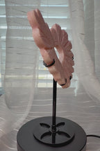 Pink Opal Angel Wing
Carving with Heart Cutout on Stand - Natural Stone Decor