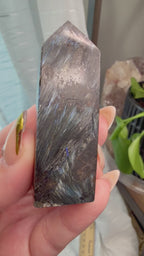 Arfvedsonite Polished Crystal Tower 2.5" - Black Stone with Blue Flash